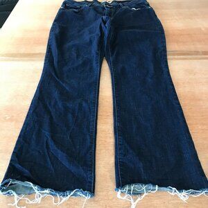 Levi's Classic Bootcut Jeans Women 32 Blue Mid Rise Dark Wash Raw Hem Stretch